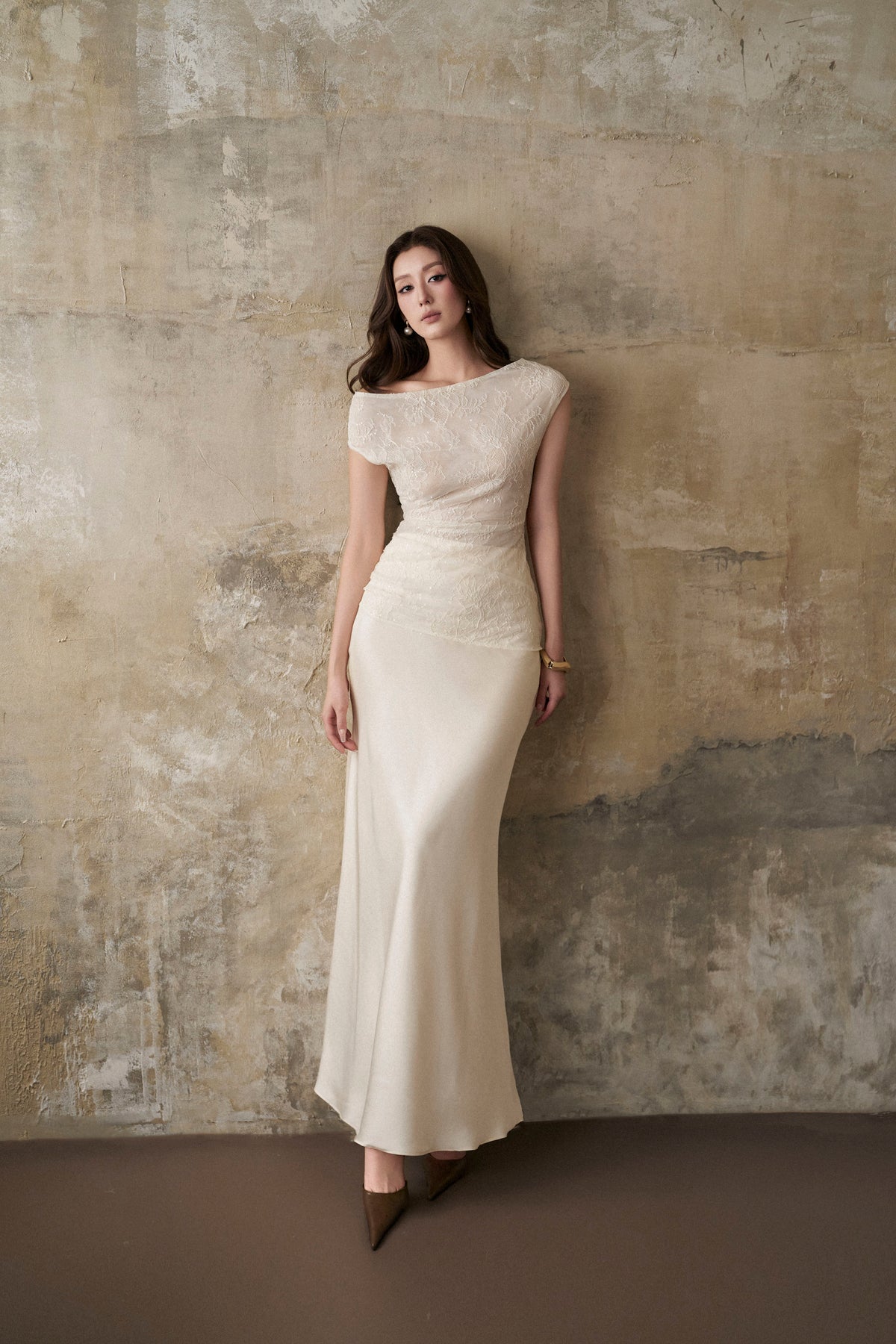 Ivory Silk Skrirt
